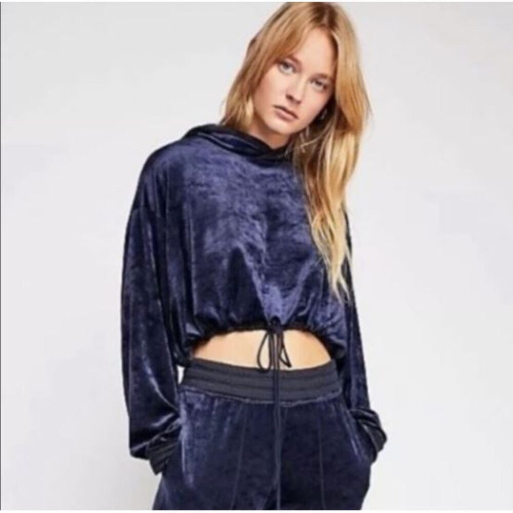Free People Intimately Cropped Velour Hoodie